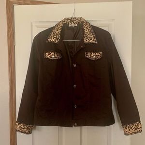 Beautiful brown jacket with leopard trim